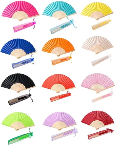 Miniatura 2 de Abanicos de mano personalizados para recuerdos de boda, abanicos de papel plegables de mano con bambú para regalo de boda, fiesta, hogar, bricolaje