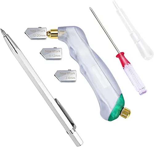 Miniatura 8 de NewShark Empuñadura de pistola de vidrio (0.19 pulgadas - 0.59 pulgadas), agarre ergonómico, herramienta de corte de vidrio de carburo de tungsteno