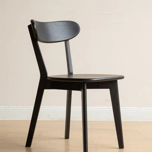 Miniatura 4 de Sillas de comedor 100% de roble macizo, silla de comedor moderna de mediados de siglo con respaldo curvo, silla de madera de grado FAS, fabricada