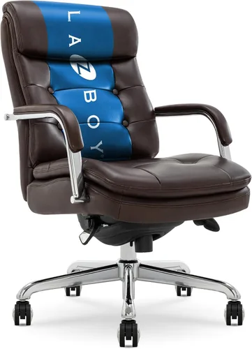 Miniatura 14 de La-Z-Boy Sonata - Silla ejecutiva giratoria ergonómica de cuero regenerado, color blanco y dorado (CCHR10014A)