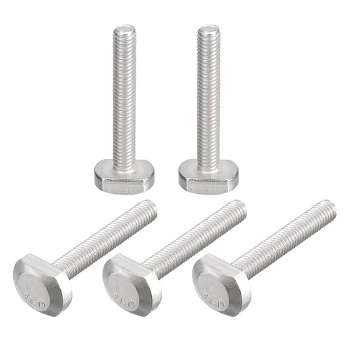 Miniatura 15 de uxcell Pernos de ranura en T, 5 unidades M5x25mm Pernos deslizantes de caída en T de acero inoxidable 304 con forma de T para pista en T