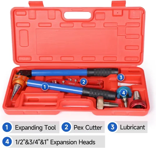 Miniatura 2 de iCrimp Kit de herramientas de expansión manual con cabezales de expansión de rotación automática, herramienta expansora de mango extensible