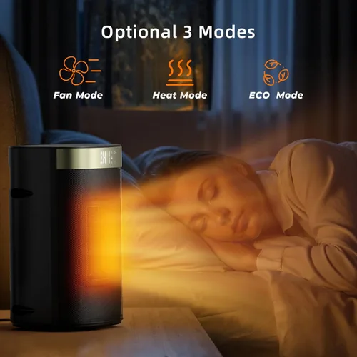 Miniatura 4 de ZAFRO Calentador de espacio portátil de 1500 W, calentamiento rápido y ahorro de energía, calentador eléctrico con control remoto