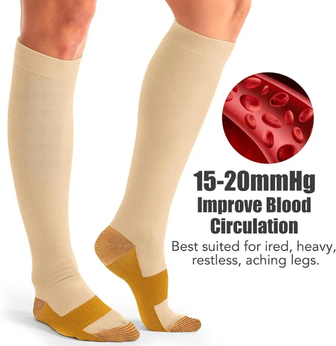 Miniatura 93 de Paquete de 3 pares de calcetines de compresión médica para mejorar la circulación de mujeres y hombres, para correr, hacer deporte y amamantar