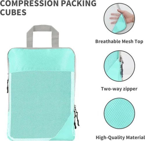 Miniatura 3 de BRAQ Juego de 6 cubos de compresión para maletas, bolsas organizadoras de viaje para equipaje, bolsas de compresión de viaje para empacar como