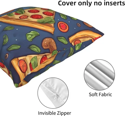 Miniatura 5 de Funda de almohada cuadrada suave con estampado de pizza, funda de cojín para decoración del hogar, sala de estar, cama, sofá automóvil, 12 x 12