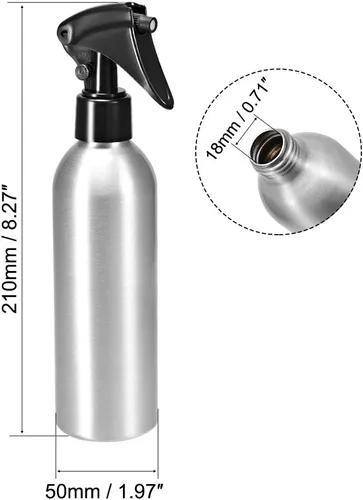 Miniatura 2 de uxcell 2 botellas de aerosol de aluminio de 7 oz/6.8 fl oz con pulverizador de niebla fina, botella de viaje vacía recargable para cocina, baño