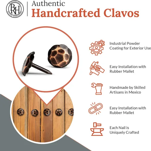 Miniatura 2 de Paquete de 25 clavos decorativos Iron Clavos de 0.75 pulgadas, bronce aceitado, acento decorativo para mejoras del hogar, persianas de granja, Oil