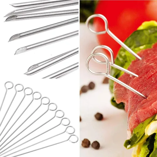 Miniatura 4 de Brocheta de acero inoxidable de 5.9 pulgadas para asar a la parrilla, palitos de cóctel, palillos de vidrio de Martini reutilizables, 50 piezas
