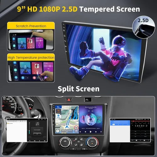 Miniatura 3 de Estéreo de coche HiFi Android 15 para Nissan Altima 2008-2012 Manual A/C, [2+64G] Hikity 9 pulgadas pantalla táctil Radio de coche inalámbrico