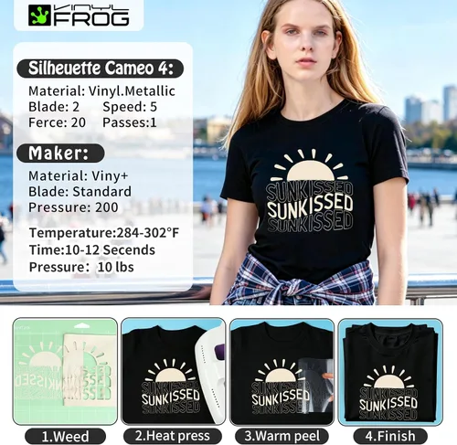 Miniatura 4 de VINYL FROG Rollo de vinilo de transferencia de calor HTV – 12 pulgadas x 5 pies, vinilo crema para planchar en camisetas, vinilo de prensa de calor
