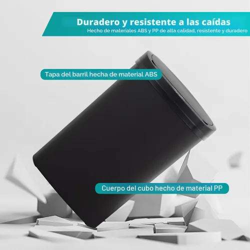 Miniatura 5 de PayLessHere Bote de basura de plástico de 13 galones Negro Tapa automática sin contacto con sensor de movimiento Bote de basura de cocina