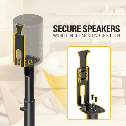 Miniatura 3 de Mounting Dream Soporte de altavoz para Sonos Era 100, One, One SL, Play:1, altura ajustable 32.5 "- 42", soporte de altavoz de sonido envolvente