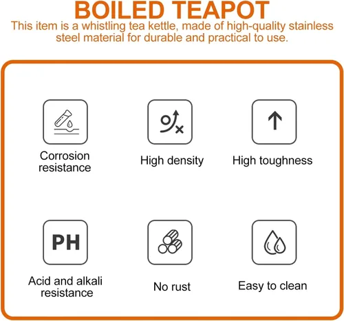 Miniatura 7 de Hervidor de té para estufa, hervidor de agua doméstico de ebullición rápida con silbato, práctica tetera para placa de inducción