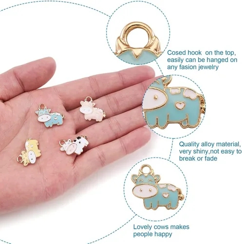 Miniatura 5 de Beadthoven - Colgantes esmaltados pequeños de metal dorado para bricolaje, collares, aretes, pulseras, suministros de fabricación de joyas, Metal