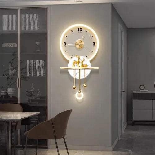 Miniatura 7 de Reloj de pared tallado en pared, decoración de pared LED, reloj de pared grande para decoración de sala de estar, adecuado para dormitorio, sala