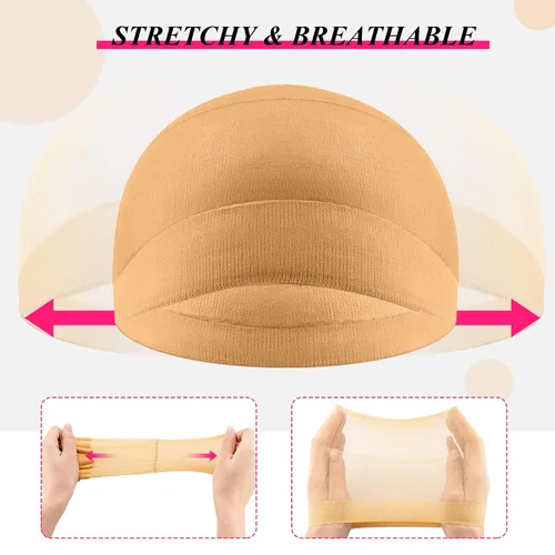 Miniatura 3 de eBoot paquete de 3 gorros peluca, Malla neutra Beige y Negro