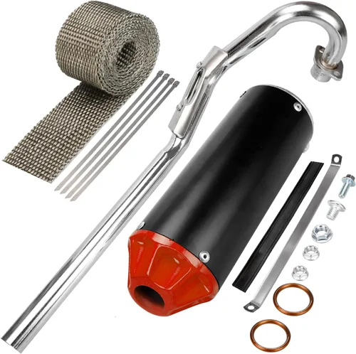 GREHUA Silenciador de escape de 28 mm con envoltura térmica compatible con 50cc 70cc 90cc 110cc 125cc CRF50 CRF70 XR50 SSR110 SSR125 Taotao DB10