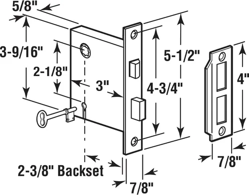 Miniatura 2 de Prime-Line E 2294 estilo clásico – cerradura empotrable ensamble, 5–1/2 pulgadas Placa frontal, acero cubierto en latón