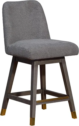 Miniatura 29 de Armen Living Sicily Modern Farmhouse Taburete giratorio de madera negra de 30 pulgadas de altura de asiento para encimera de isla de cocina en tela