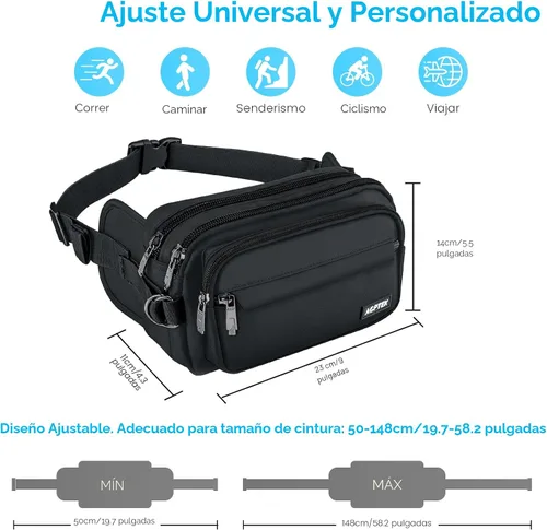 Miniatura 2 de AGPTEK Fanny Pack for Women Men, RFID Large Capacity Waist Wallet Bag, Adjustable & Waterproof Bum Belt Pouch for Travel, Running, Shopping, Hiking