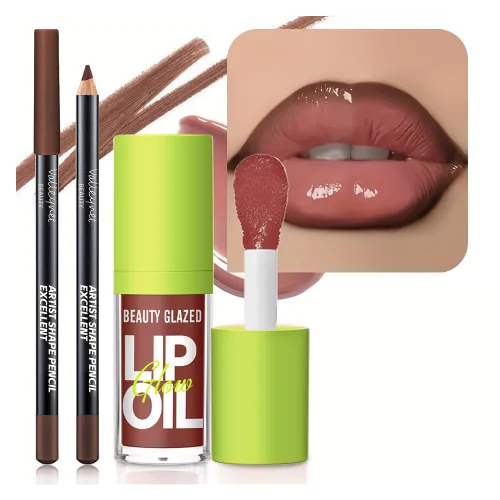 Miniatura 8 de Juego de 2 unidades de brillo de labios y delineador de labios, efecto enriquecedor de labios para labios con volumen, labios de aspecto más