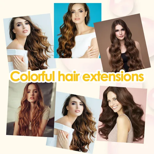 Miniatura 6 de Extensiones de cabello con alambre invisible con alambre transparente, tamaño ajustable, 3 clips de seguridad, largo, ondulado, sintético, postizo