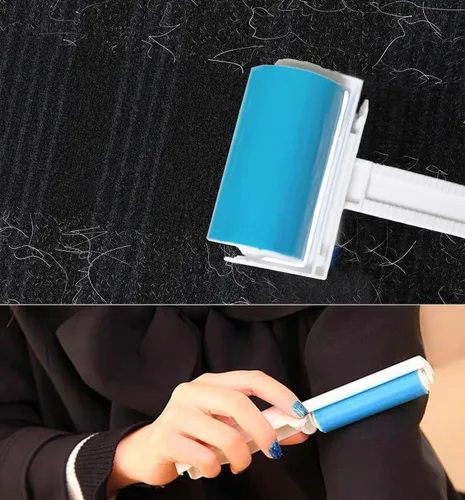 Miniatura 2 de Paquete de 4 rodillos adhesivos reutilizables con tapa, removedor de pelo de mascotas portátil lavable para ropa, viajes, 2 tamaños grandes y 2 mini