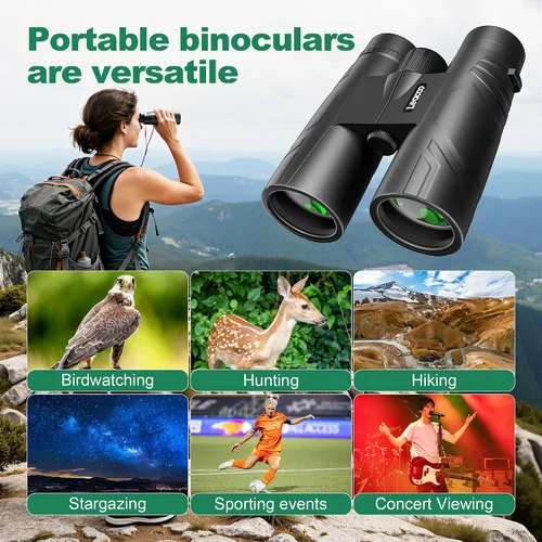 Miniatura 5 de Leacco Prismáticos compactos de 10 x 25 para adultos y niños, vista grande, binoculares pequeños impermeables con visión de poca luz BAK4, lente FMC