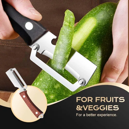 Miniatura 8 de Pelador de verduras multifuncional para cocina, pelador de verduras de alta calidad 2026 con mango de madera y abridor de botellas, herramienta
