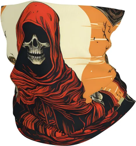 CASGTNZ red skull angel grim reaper Death Dark Neck Gaiter Face Cover Balaclava Gaiter Mask for Men Women Bandana for Motorcycle Cycling Riding