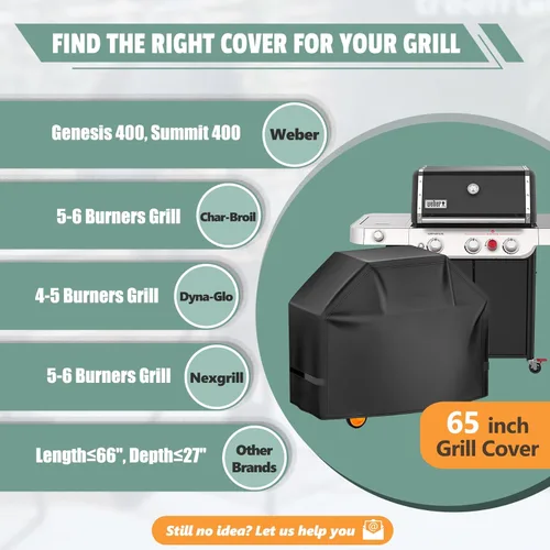 Miniatura 5 de Cubierta de parrilla de 65 pulgadas – Cubierta superior para barbacoa Weber Genesis 400 y Summit 400 Series Parrilla de Gas – Cubierta de barbacoa