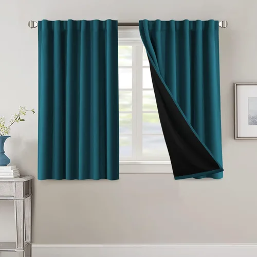 Miniatura 88 de H.VERSAILTEX Cortinas 100% opacas para dormitorio con forro negro, cortinas de oscurecimiento de habitación completa, con aislamiento térmico