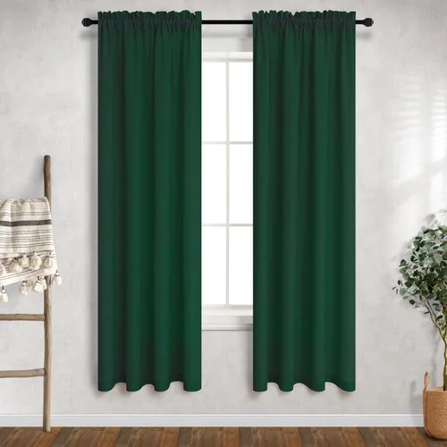 Miniatura 84 de Mrs.Naturall - Cortinas transparentes con bolsillo para barra de 36x63 pulgadas de lino mezclado negro