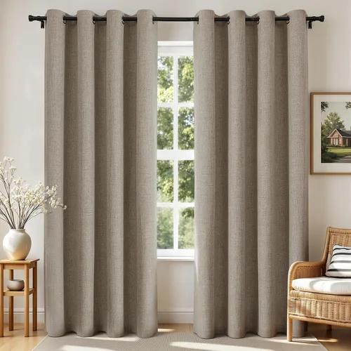 Miniatura 40 de Joydeco Cortinas opacas de 84 pulgadas de largo, 2 paneles burg, cortinas de oscurecimiento de habitación para dormitorio, cortinas térmicas Negro