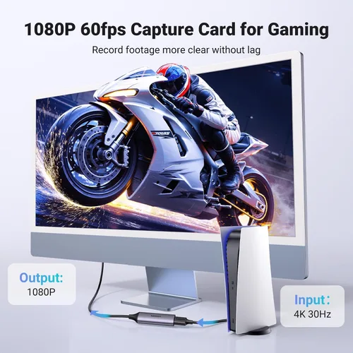 Miniatura 2 de UGREEN Tarjeta de captura USB 2.0 4K HDMI a USB C para transmisión, tarjeta de captura de video Full HD 1080P 60FPS para grabación