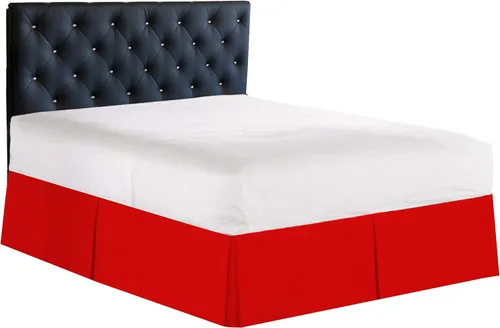 Miniatura 18 de Falda de cama plisada tipo caja de algodón 100% con 800 hilos - Volante plisado de lujo contra el polvo, falda de cama moderna de calidad hotelera