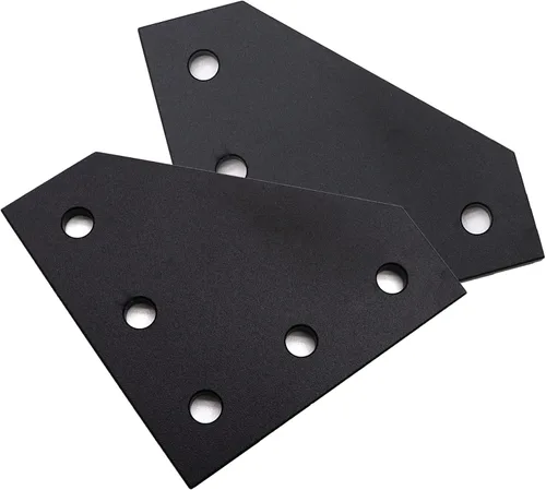 Miniatura 3 de 10 placas de soporte de esquina negras serie 2020 de 5 agujeros en forma de L con 50 tuercas M5 T + 50 tornillos M5 x 0.315 in + 1 llave para ranura