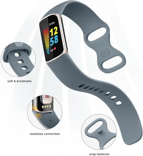 Miniatura 3 de Tobfit Paquete de 6 correas deportivas compatibles con Fitbit Charge 6/Fitbit Charge 5 para mujeres y hombres, correas de silicona suave