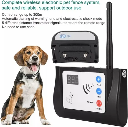 Miniatura 3 de Valla inalámbrica para perros, sistema de contención eléctrico seguro para mascotas, rango de radio ajustable de hasta 990 pies, contenedor