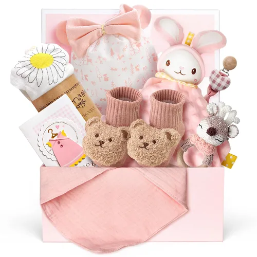 Strawberry Fairy Juego de Regalo de 10 Piezas para Bebés Niñas, Artículos Esenciales para Recién Nacidos Regalos para Bebé Niña, Cesta de Regalo