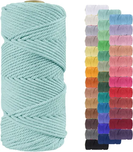 Miniatura 83 de Cuerda de macramé de 0.079 in para 219 yardas, cuerda de algodón natural para manualidades, hilo de cuerda de macramé de colores para colgar