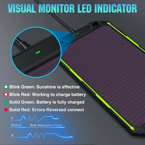 Miniatura 3 de Sun Energise Cargador Mantenedor de Batería Solar de 5W 12V PRO, Controlador de Carga MPPT Inteligente Incorporado, Kits de Carga por Goteo de Panel