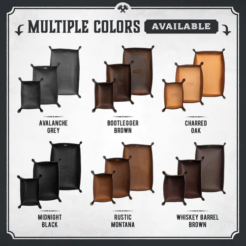 Miniatura 3 de Main Street Forge Bandeja de valet de cuero para hombre, organizador rústico EDC para llaves, teléfono y cartera, fabricado en Estados Unidos