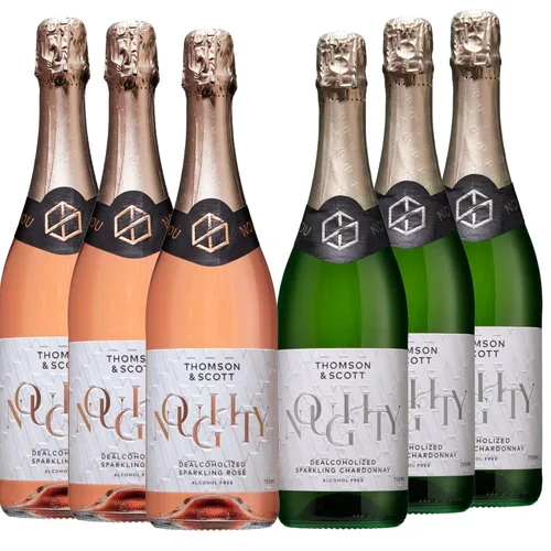 Miniatura 11 de Thomson & Scott Noughty - Paquete de celebración de vino espumoso, 1 rosado + 1 chardonnay, champán espumoso sin alcohol, vino sin alcohol, ligero