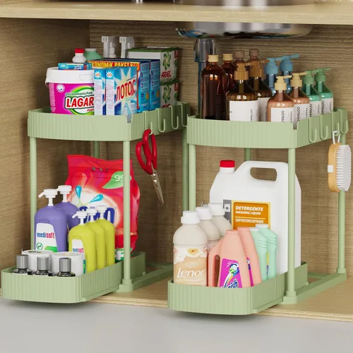Miniatura 9 de Ukeetap Organizadores de almacenamiento extraíbles multiusos, organizadores debajo del fregadero/gabinete y almacenamiento para baño y cocina, Negro