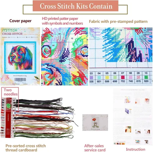 Miniatura 6 de ITSTITCH Kits de punto de cruz para adultos, paquete de 3 flores, 7.5 x 15 pulgadas