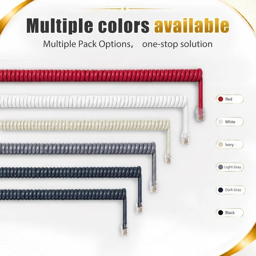 Miniatura 8 de Comtrue Cables de teléfono fijo, cables para teléfono celular, rojo, 11.5 pies sin enrollar, 16 pulgadas en espiral, paquete de 2, compatible