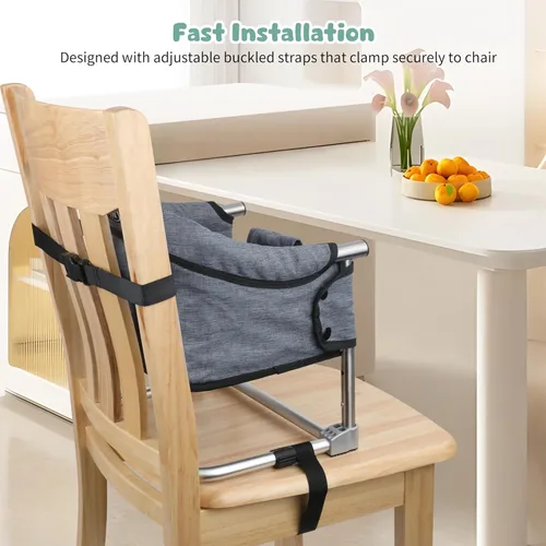 Miniatura 5 de Asiento elevador para mesa de comedor, silla elevadora portátil 3 en 1 con hebilla de seguridad, asiento de alimentación de bebé ajustable y Rojo