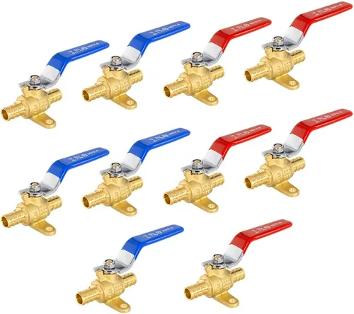 Miniatura 14 de Paquete de 2 válvulas de bola EFIELD Pex Brass de 1/2 pulgada con cierre de puerto completo, caliente y frío, (VALVE001)